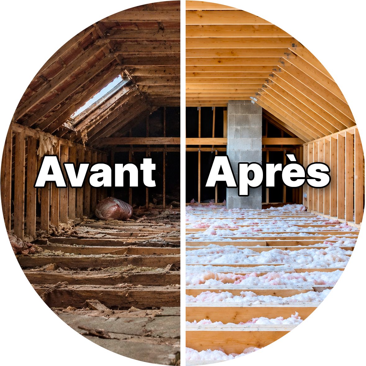 Avant / après fixation d’isolants soufflés