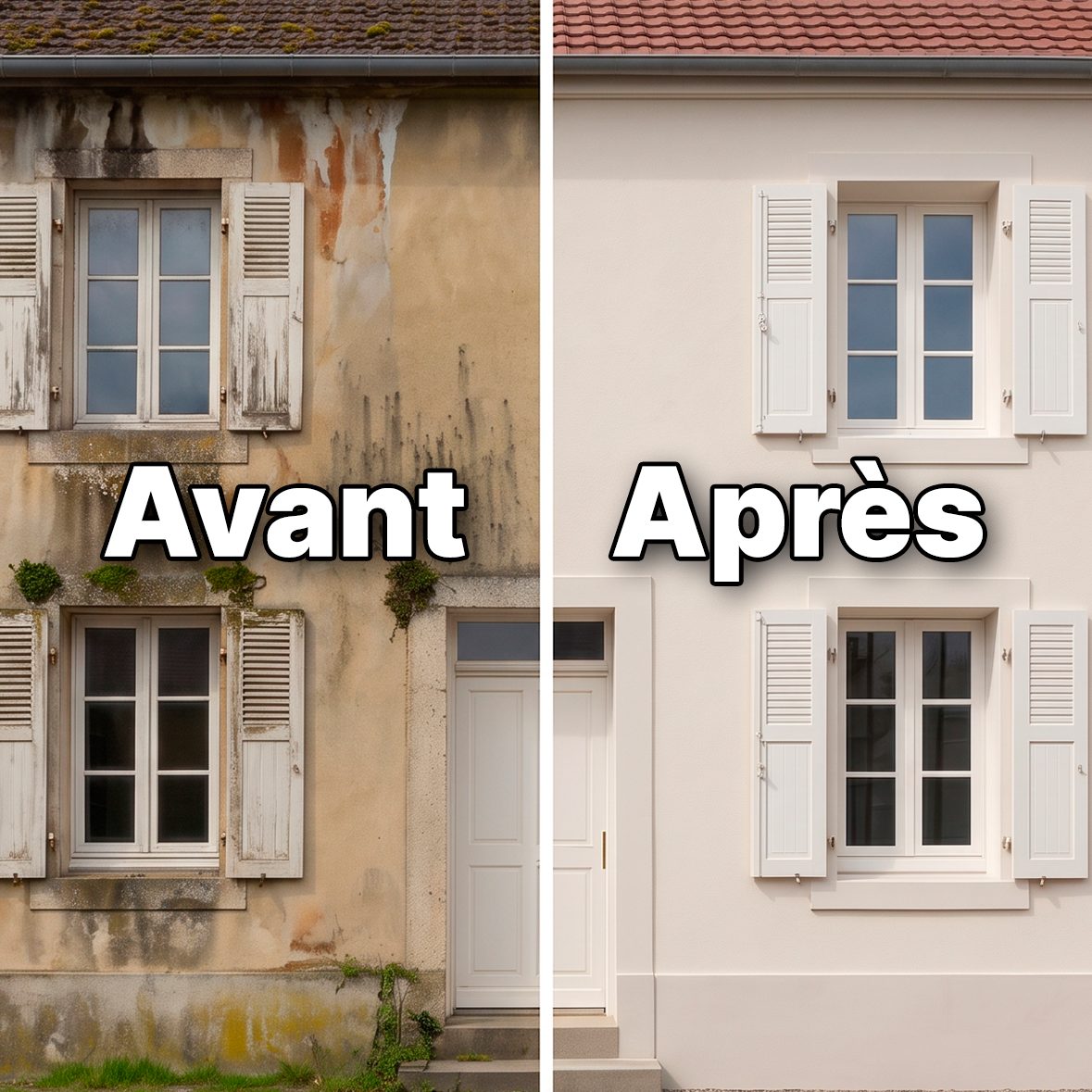 Avant / après traitement de façades